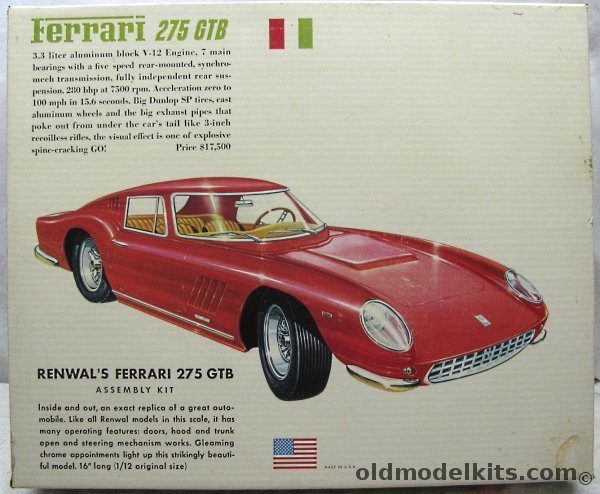 Renwal 1/12 Ferrari 275 GTB, 127-998 plastic model kit